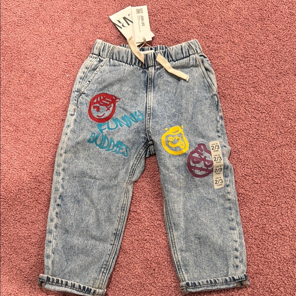 Zara Kids Jeans with Colorful Graphic Prints